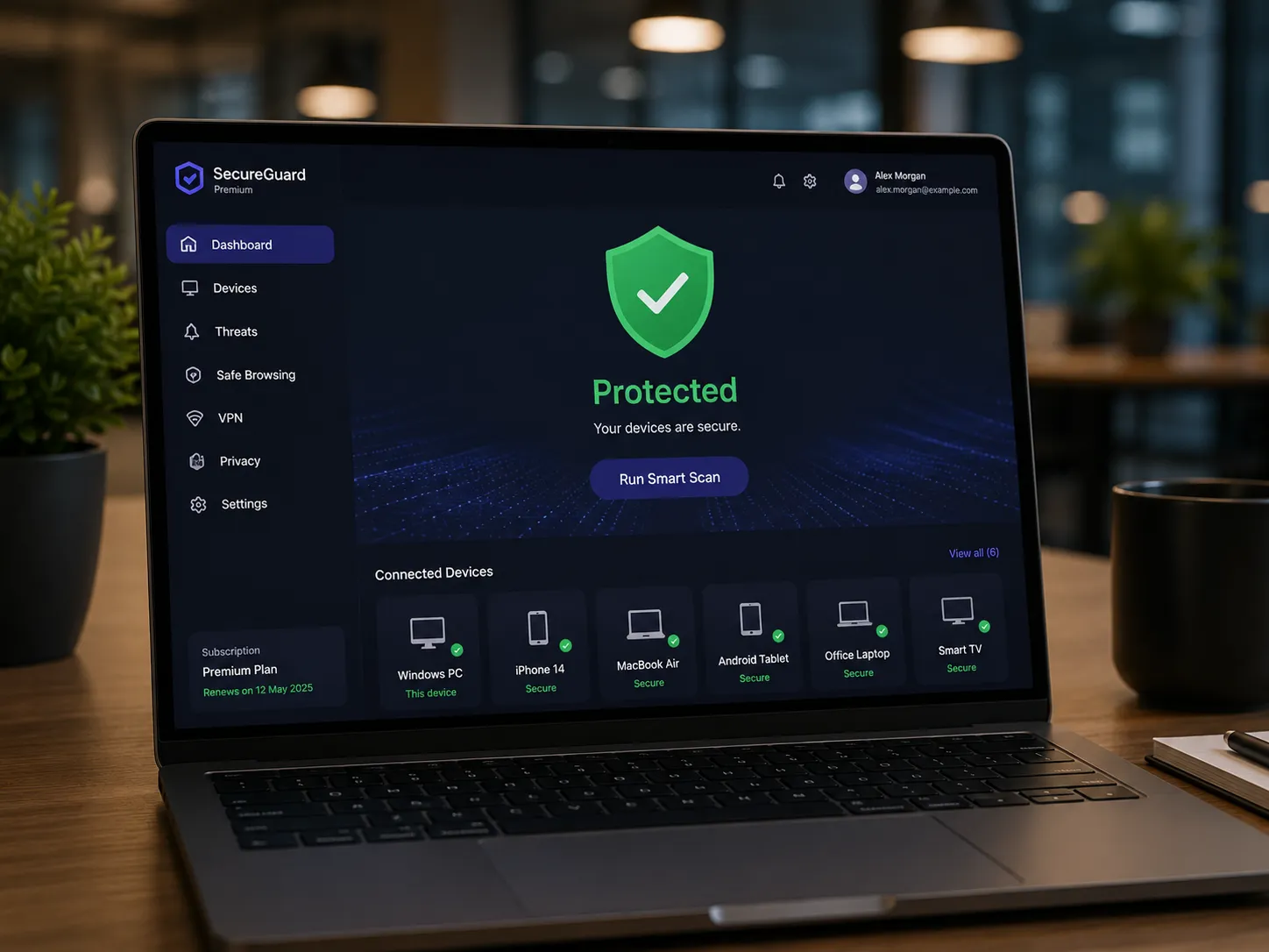 IT technician configuring endpoint security software across office computers