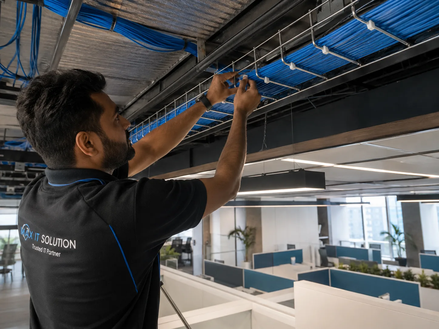 Network cabling installation in office