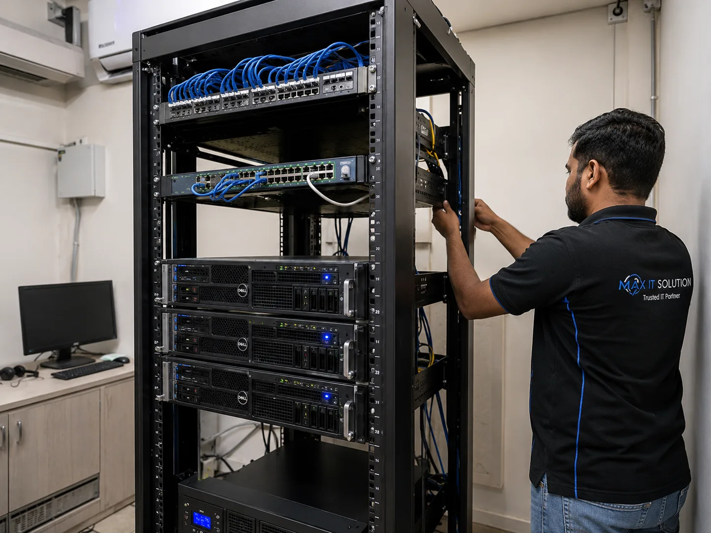 Server rack installation in office server room